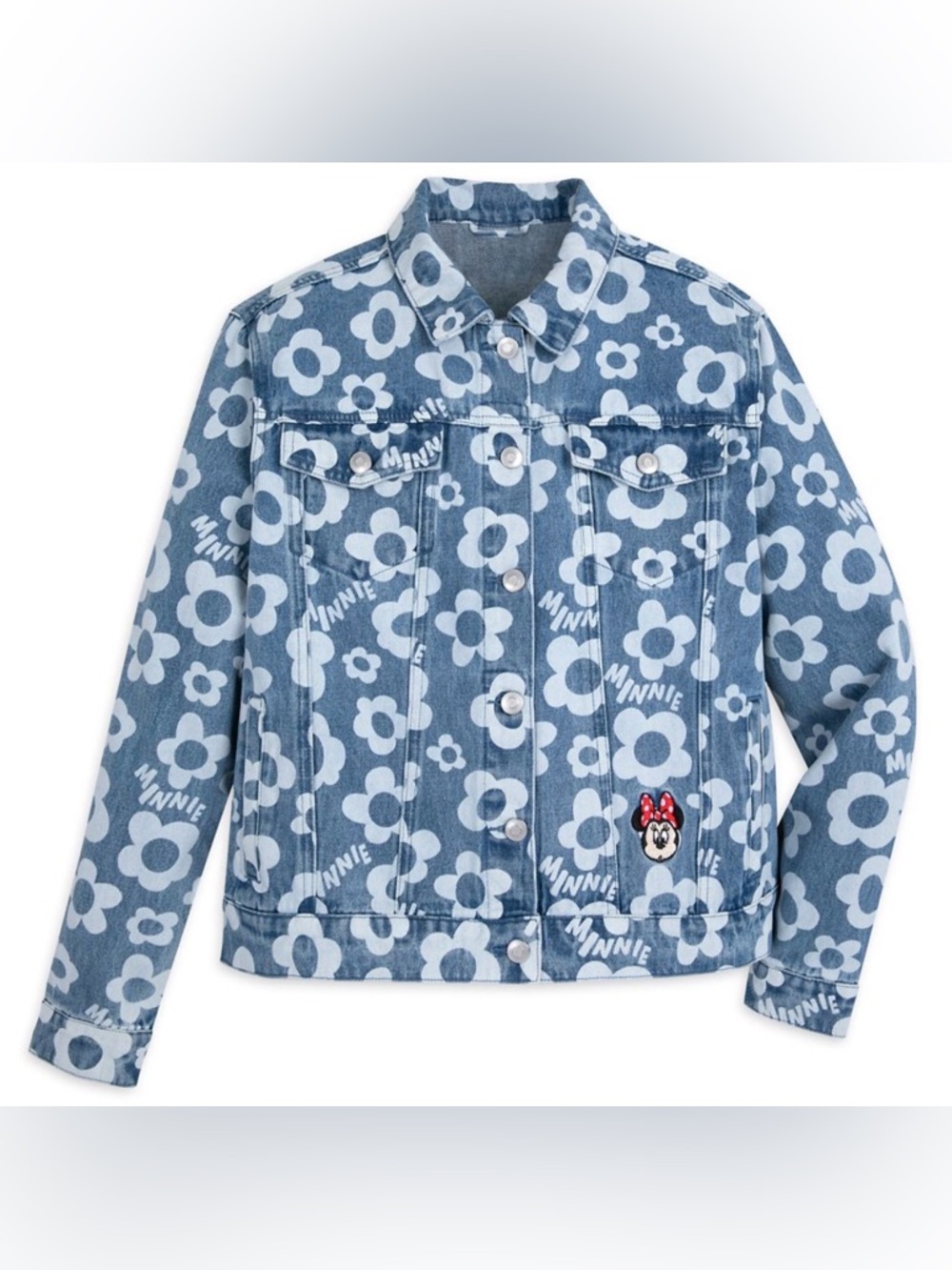 DISNEY Women’s Floral Minnie Mouse Floral Denim Jacket